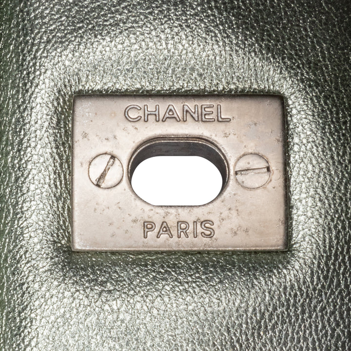 Jumbo Classic Lambskin Double Flap Silver - Gaby Paris