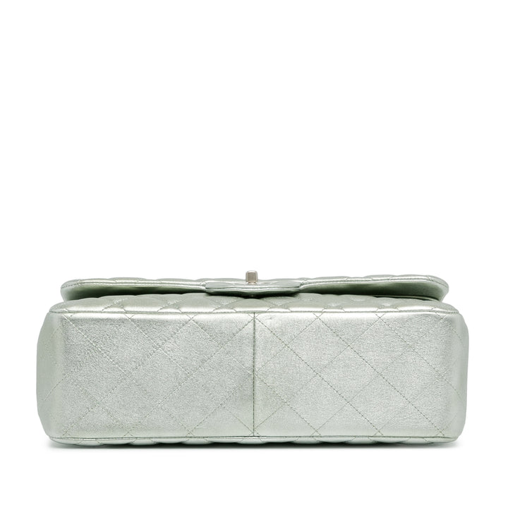 Jumbo Classic Lambskin Double Flap Silver - Gaby Paris