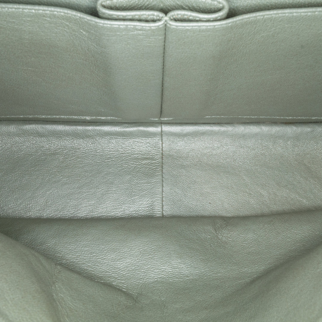 Jumbo Classic Lambskin Double Flap Silver - Gaby Paris