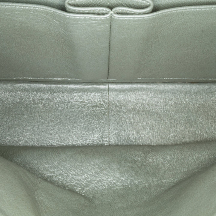 Jumbo Classic Lambskin Double Flap Silver - Gaby Paris