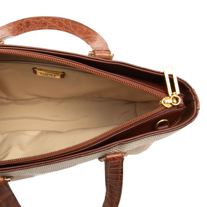 LOEWE Croc embossé Cuir à finitions Mesh Anagram Sac