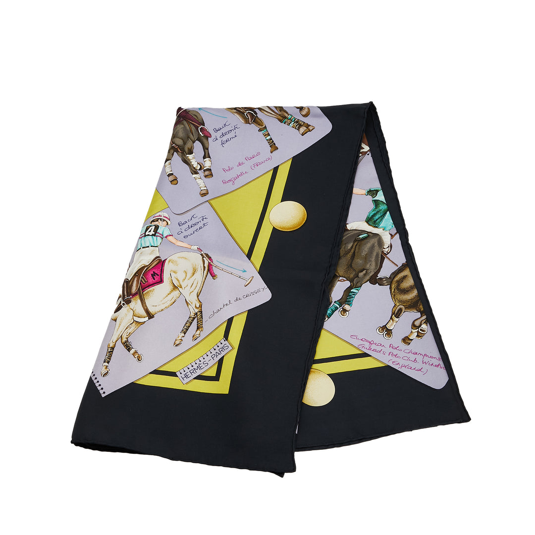 Hermès Le Monde du Polo Soie Foulard Jaune – GABY PARIS Authentique