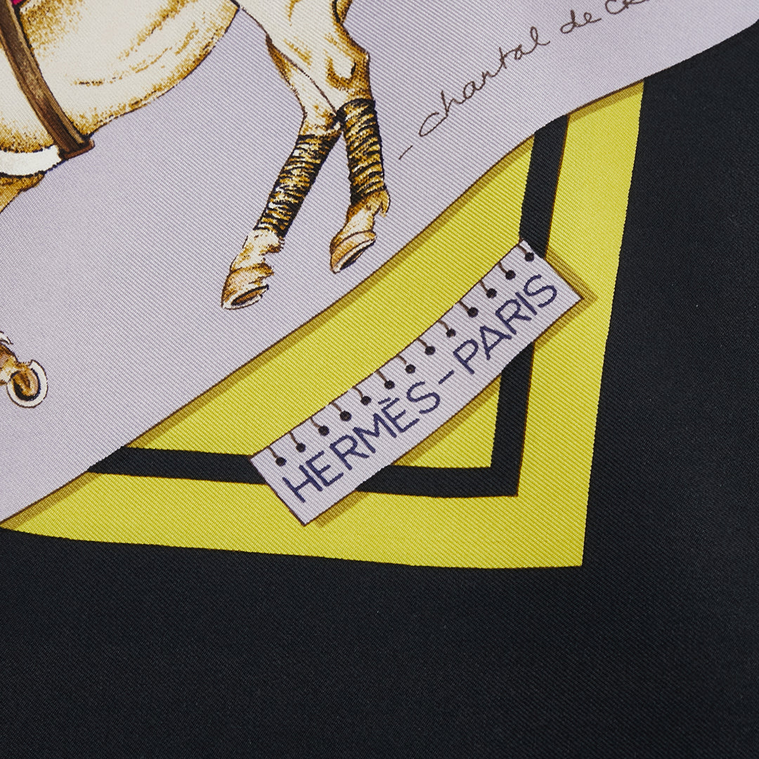 Hermès Le Monde du Polo Soie Foulard Jaune – GABY PARIS Authentique