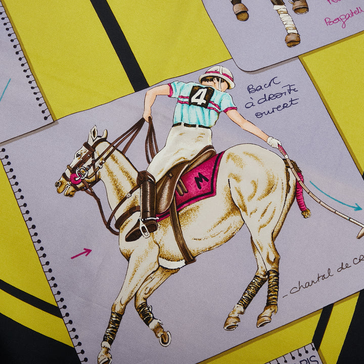 Hermès Le Monde du Polo Soie Foulard Jaune – GABY PARIS Authentique