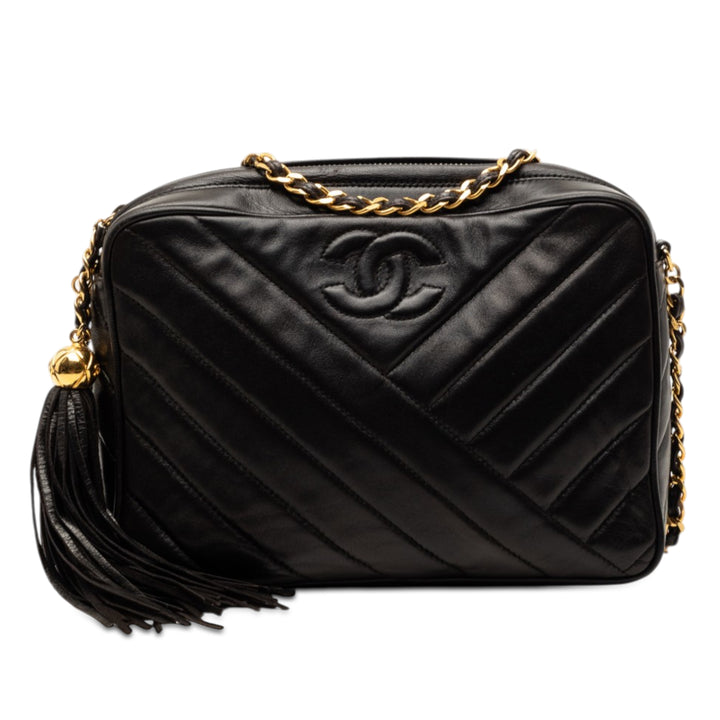 Chanel CC Diagonal Matelassé Cuir d’agneau Pompon Sac caméra