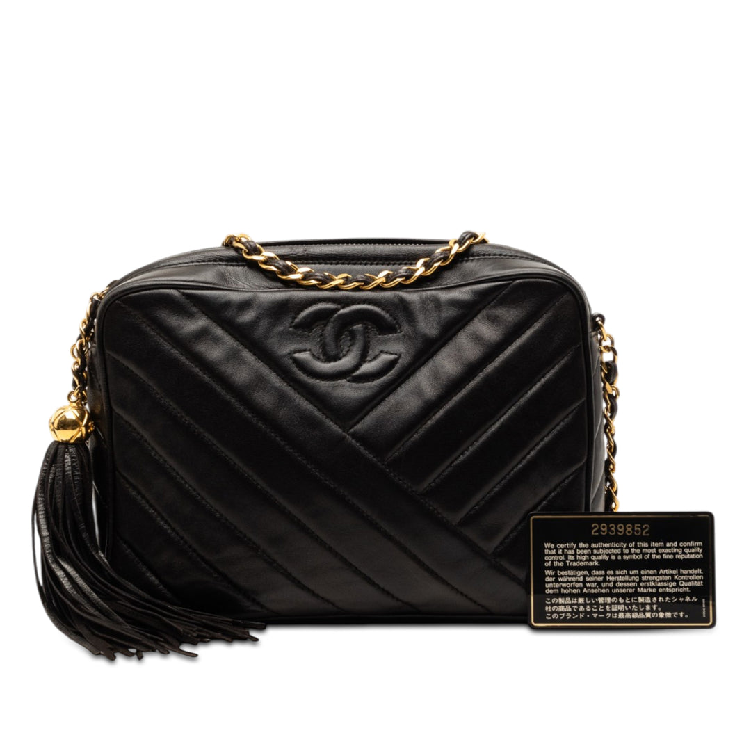Chanel CC Diagonal Matelassé Cuir d’agneau Pompon Sac caméra
