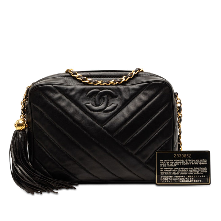 Chanel CC Diagonal Matelassé Cuir d’agneau Pompon Sac caméra