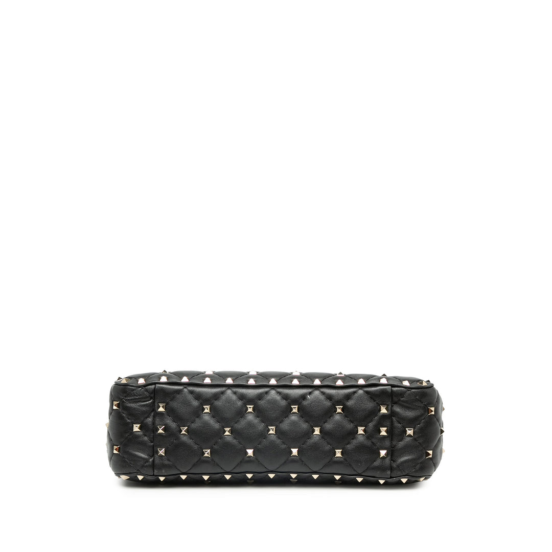 Valentino Sac à main VLTN Rockstud Spike Moyen Cuir d'agneau Noir – vue 3 – GABY PARIS