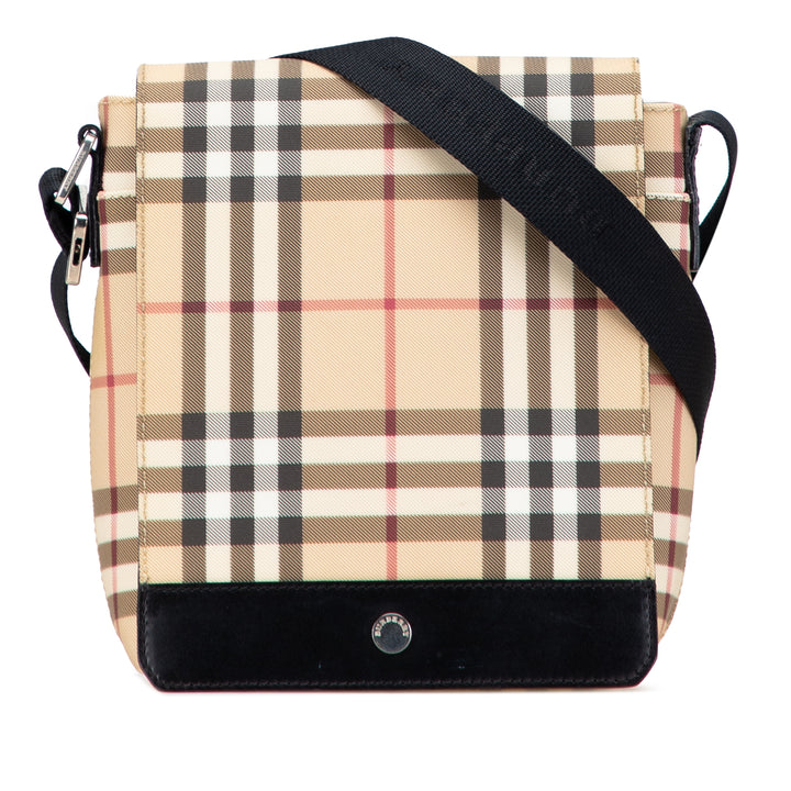 Burberry Sac bandoulière House Check à rabat Marron – vue principale – GABY PARIS