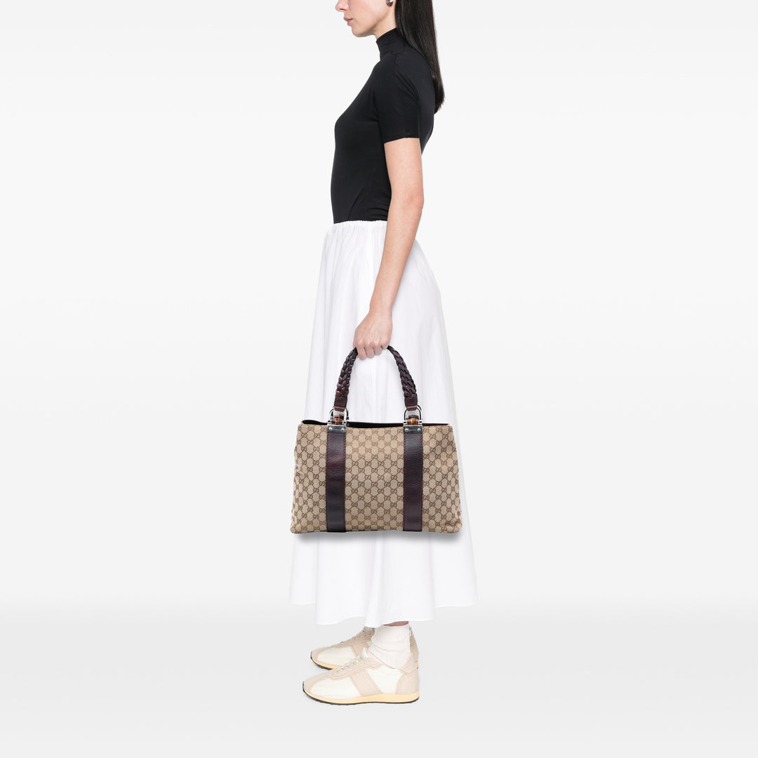Gucci Medium GG Toile Bamboo Libeccio Cabas