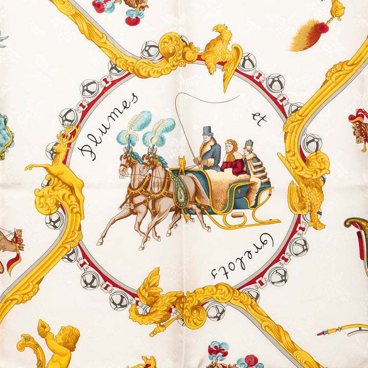 Hermès Plumes et Grelots Soie Foulard 90