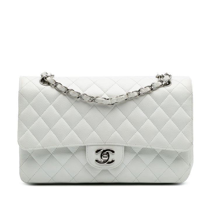 Medium Classic Caviar Double Flap White - Gaby Paris