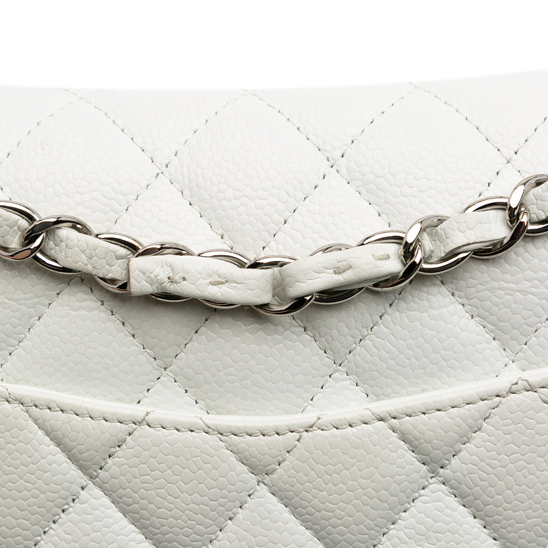 Medium Classic Caviar Double Flap White - Gaby Paris