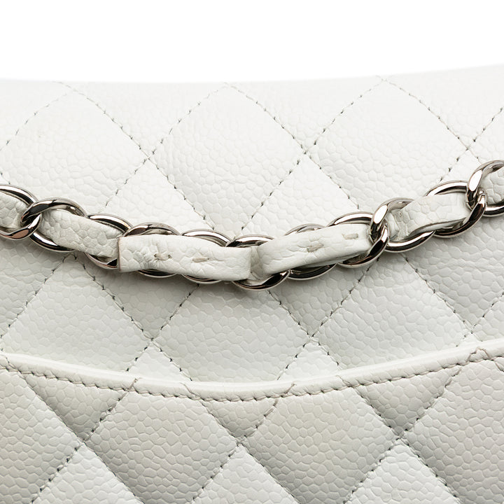 Medium Classic Caviar Double Flap White - Gaby Paris