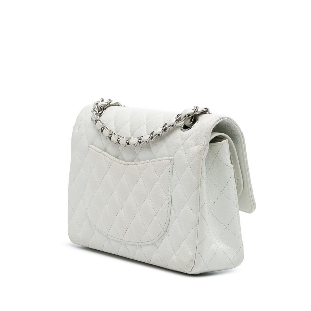 Medium Classic Caviar Double Flap White - Gaby Paris
