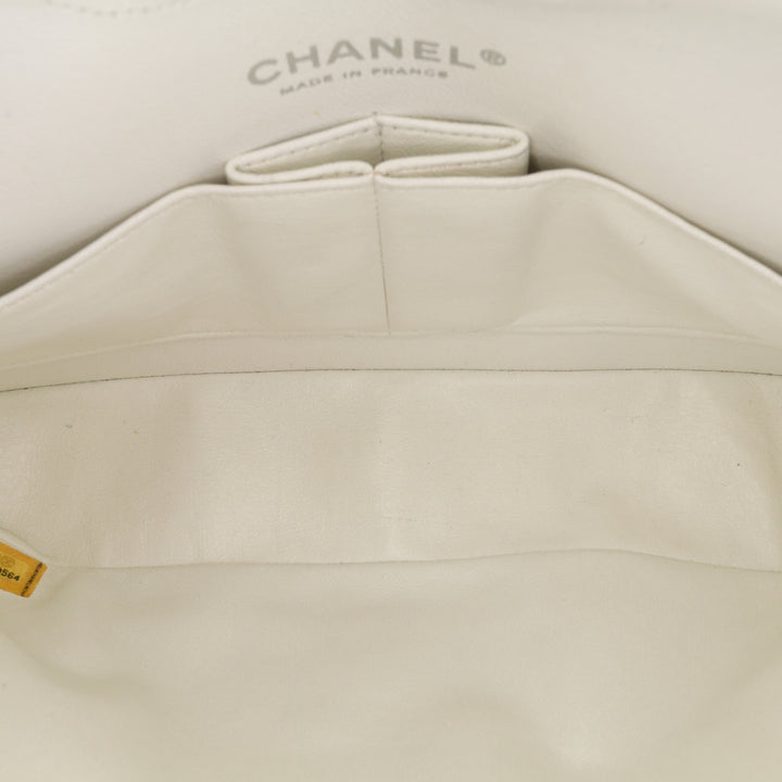 Medium Classic Caviar Double Flap White - Gaby Paris