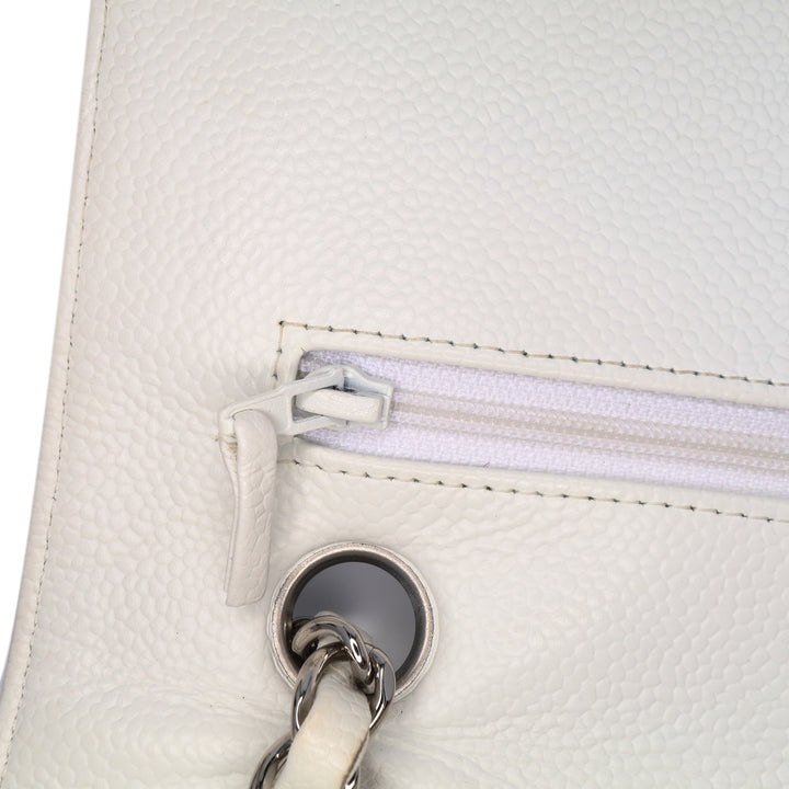 Medium Classic Caviar Double Flap White - Gaby Paris