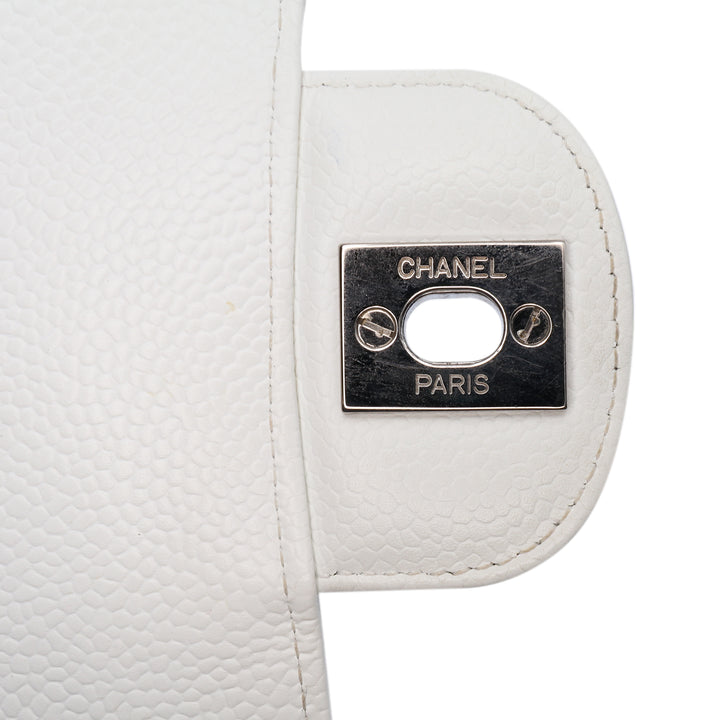 Medium Classic Caviar Double Flap White - Gaby Paris