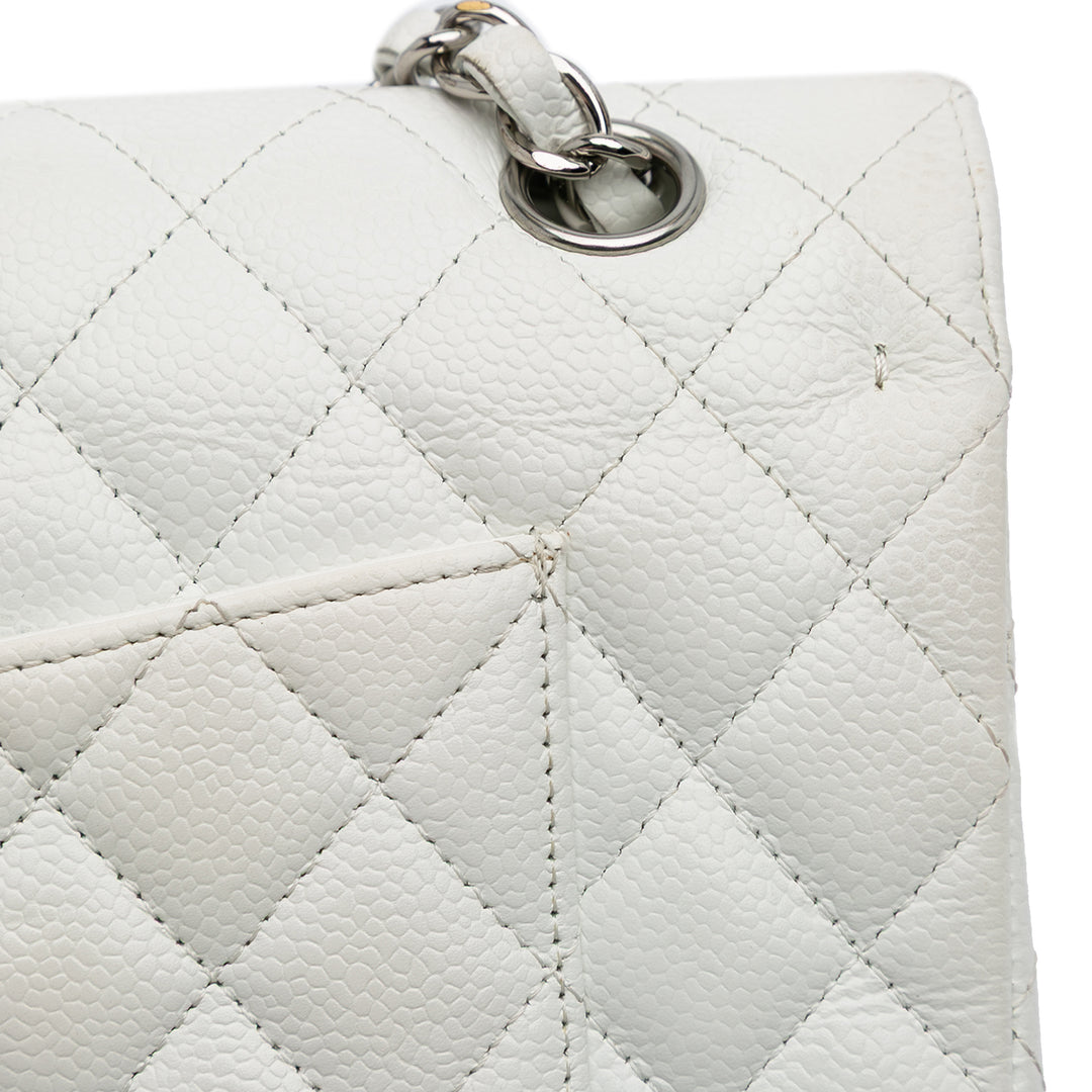 Medium Classic Caviar Double Flap White - Gaby Paris