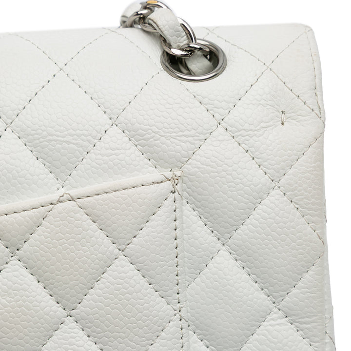 Medium Classic Caviar Double Flap White - Gaby Paris