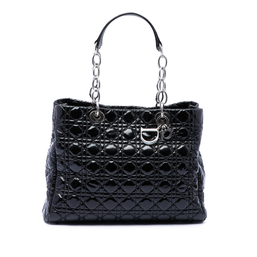 Dior Large Cuir verni Cannage Lady Dior Soft Shopping Cabas