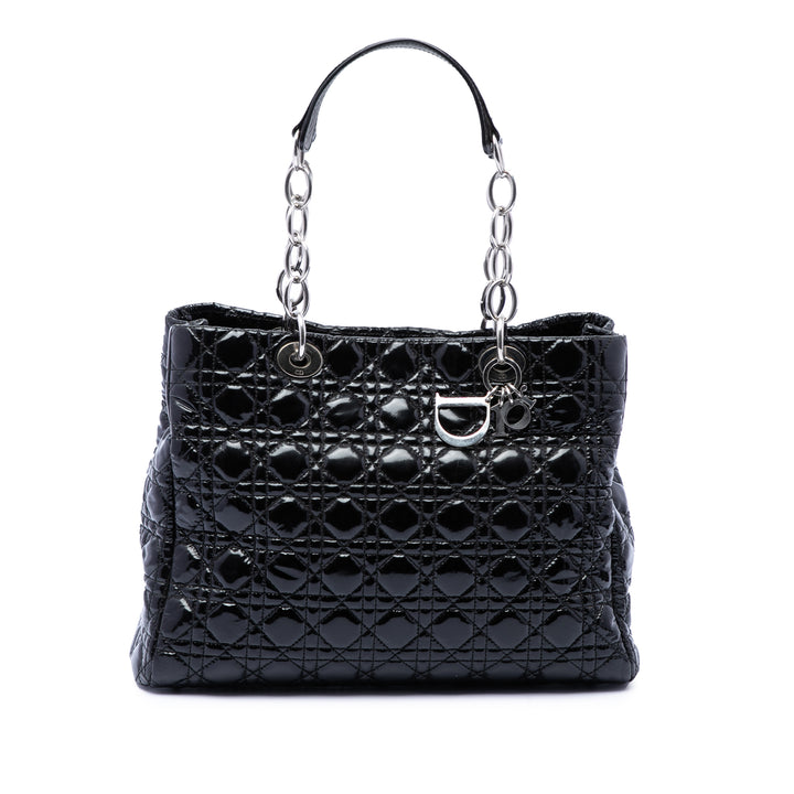 Dior Large Cuir verni Cannage Lady Dior Soft Shopping Cabas