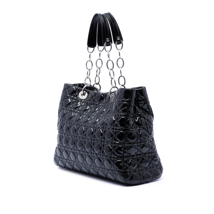 Dior Large Cuir verni Cannage Lady Dior Soft Shopping Cabas