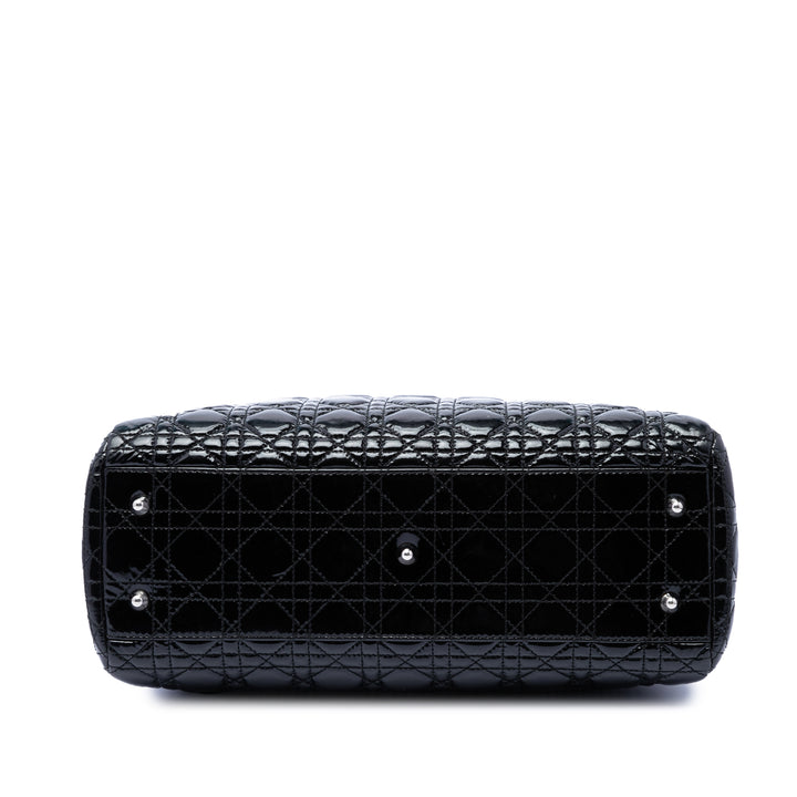 Dior Large Cuir verni Cannage Lady Dior Soft Shopping Cabas