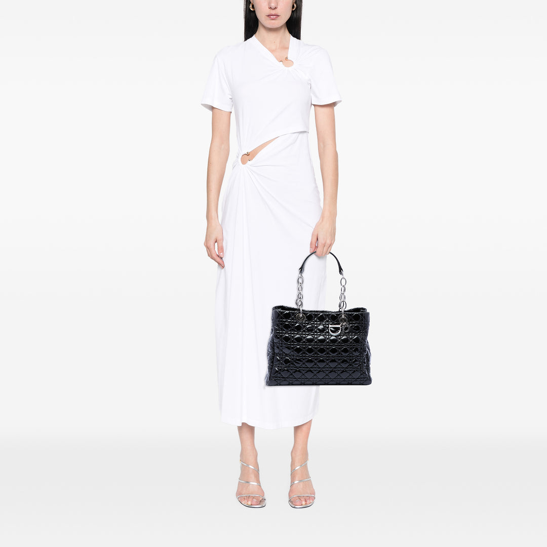 Dior Large Cuir verni Cannage Lady Dior Soft Shopping Cabas
