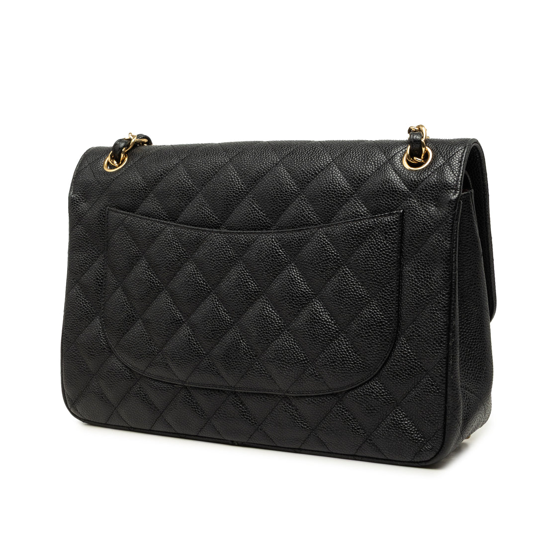 Classic Double rabat Jumbo Cuir caviar Noir