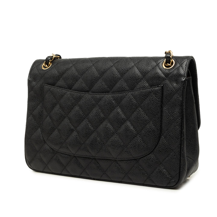 Classic Double rabat Jumbo Cuir caviar Noir