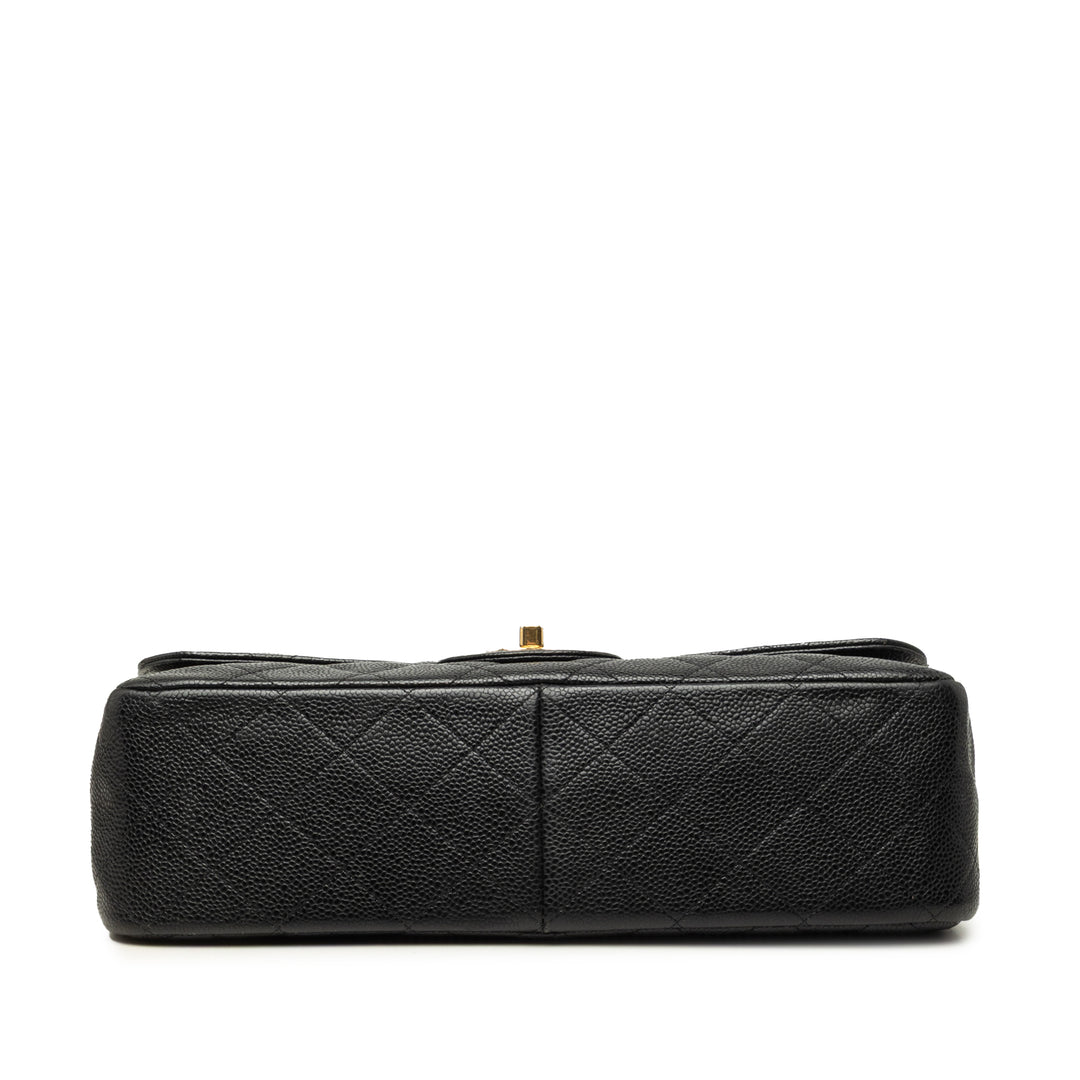 Classic Double rabat Jumbo Cuir caviar Noir