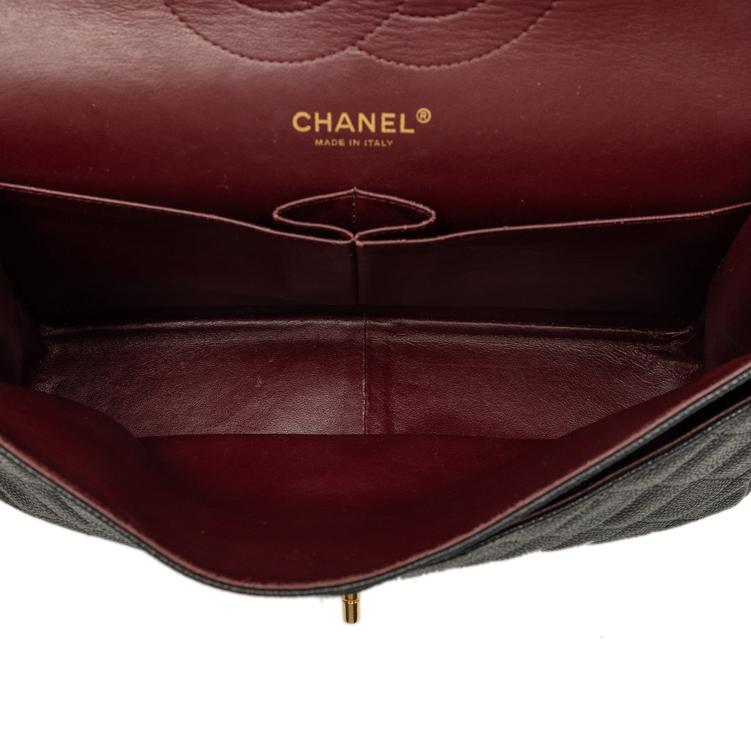 Classic Double rabat Jumbo Cuir caviar Noir