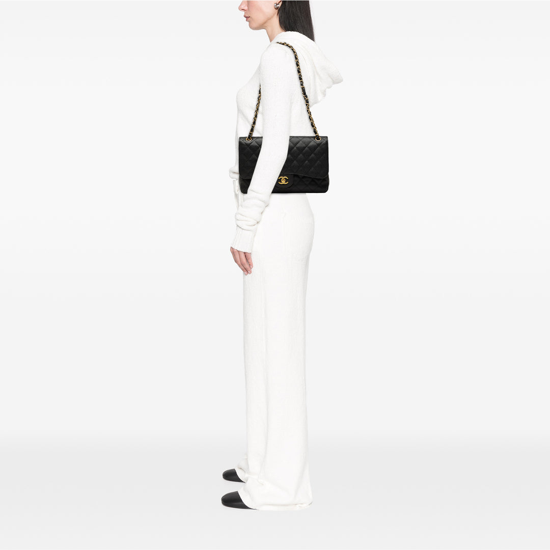 Classic Double rabat Jumbo Cuir caviar Noir