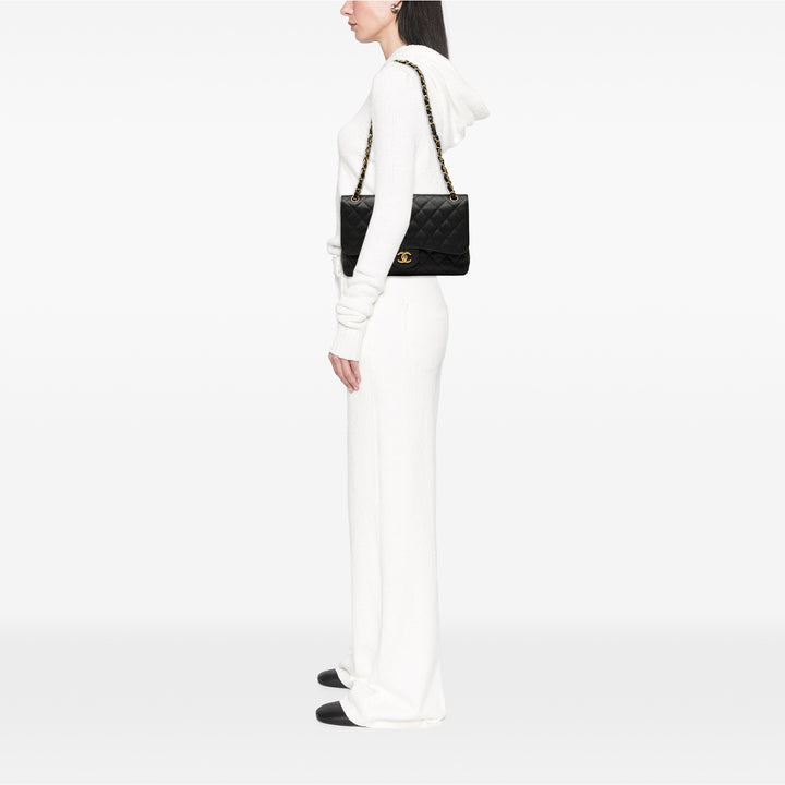 Classic Double rabat Jumbo Cuir caviar Noir