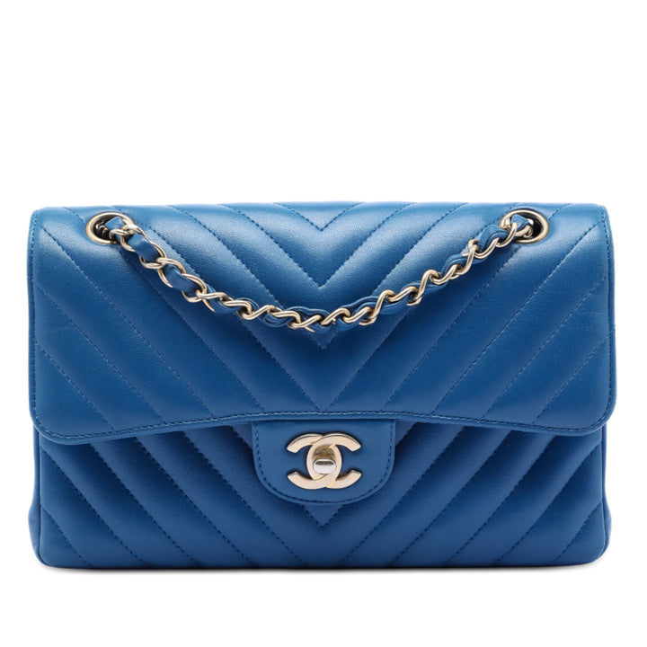 Chanel Small Classic Chevron Cuir d’agneau Double rabat