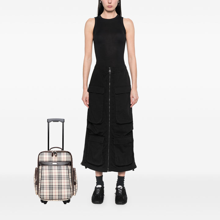 House Check Canvas Luggage Brown - Gaby Paris