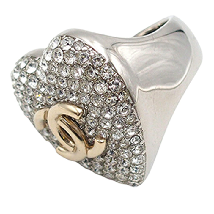 Chanel plaqué Cristal CC Heart Bague