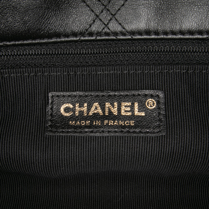 Medium Quilted Lambskin Pearl Studs Flap Black - Gaby Paris