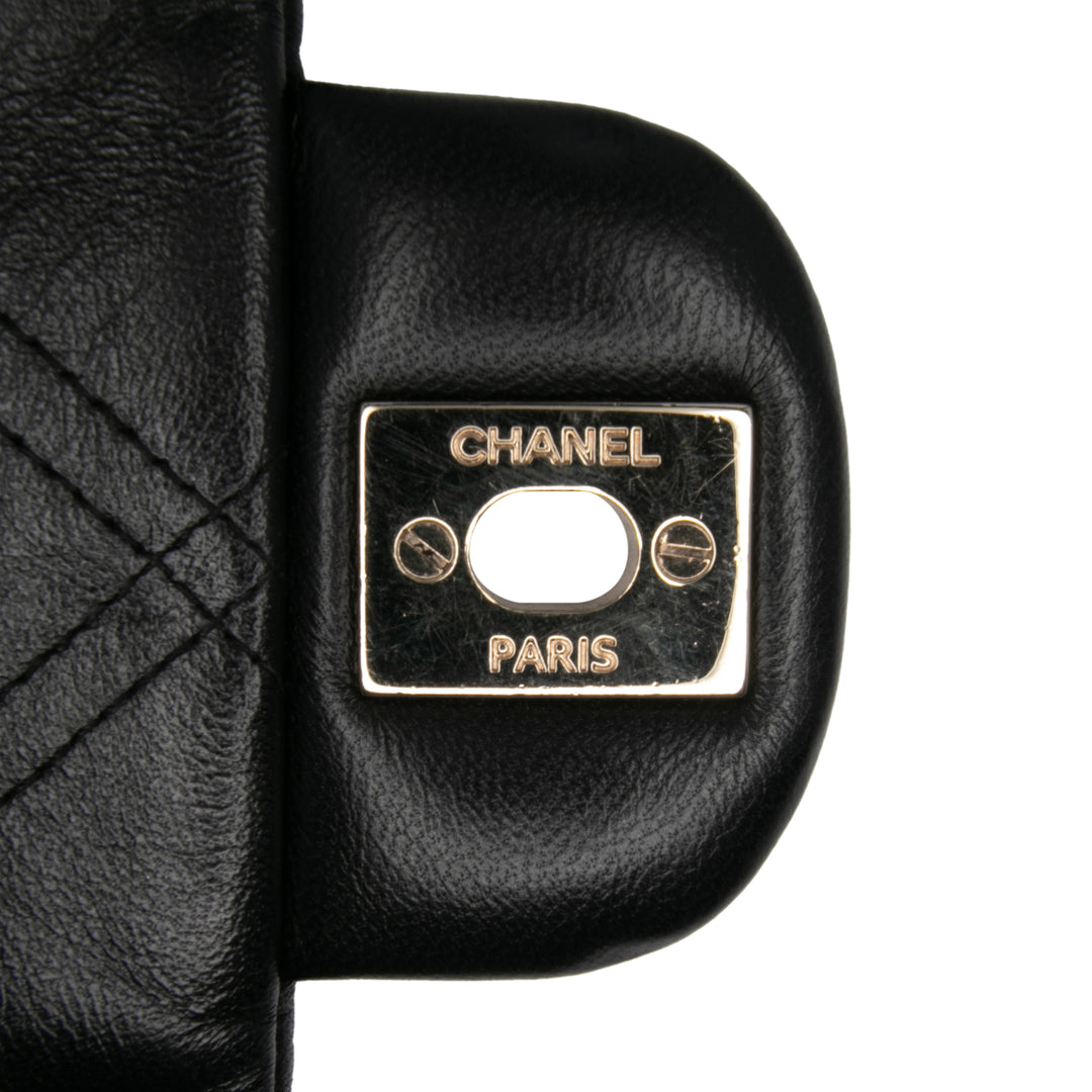Medium Quilted Lambskin Pearl Studs Flap Black - Gaby Paris