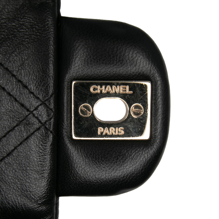 Medium Quilted Lambskin Pearl Studs Flap Black - Gaby Paris