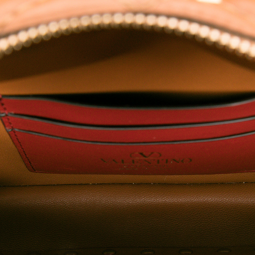 Valentino Sac caméra Rockstud Spike Double Zippé Cuir d'agneau Marron – vue 4 – GABY PARIS