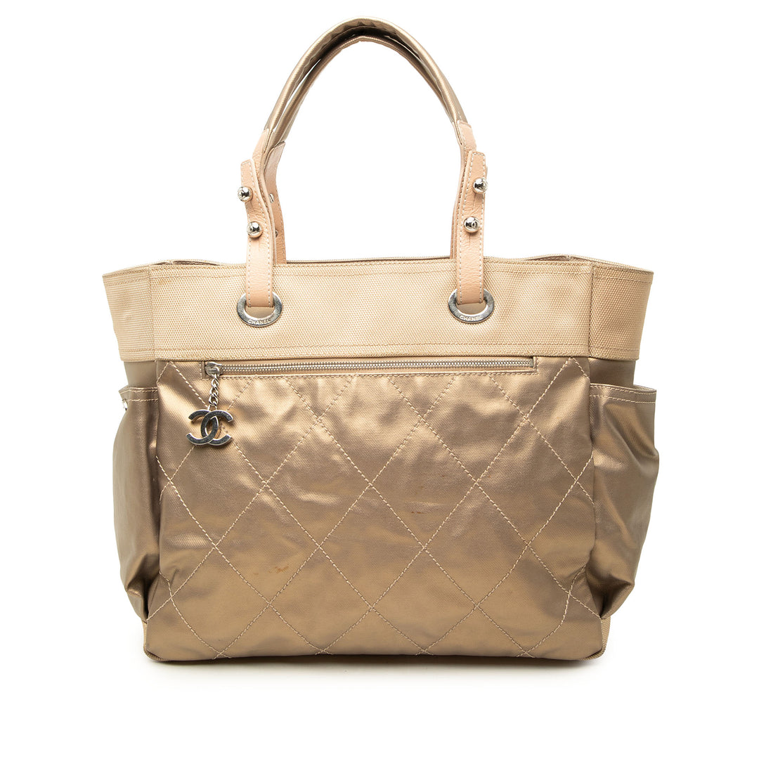 Chanel Cabas Matelassé Paris Biarritz Grand Toile enduite Doré – vue principale – GABY PARIS
