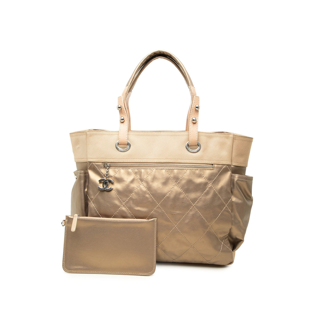 Chanel Cabas Matelassé Paris Biarritz Grand Toile enduite Doré – vue 7 – GABY PARIS