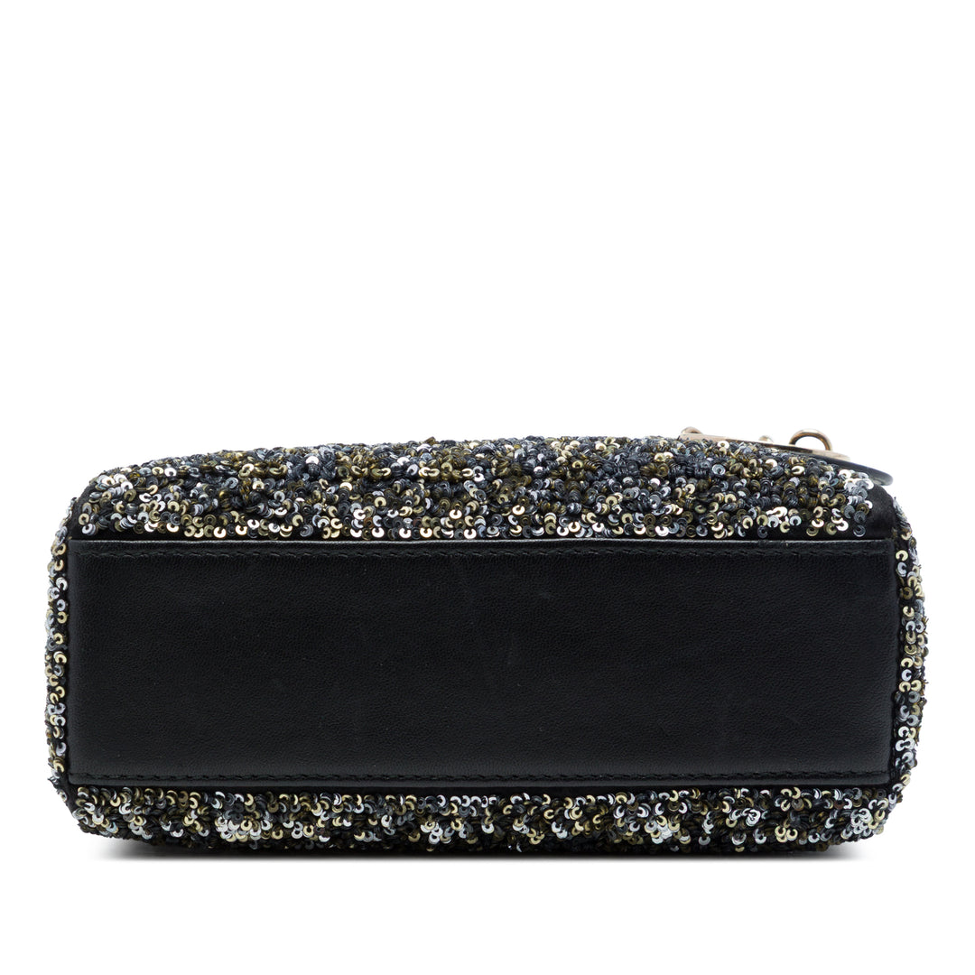 Dior Sequins Orné Lady Dior Mini Noir – vue 3 – GABY PARIS