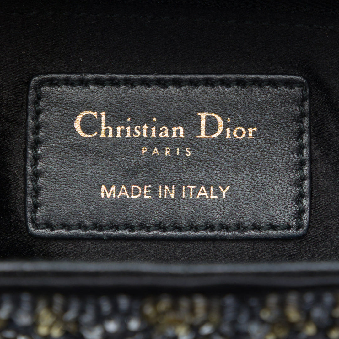 Dior Sequins Orné Lady Dior Mini Noir – vue 5 – GABY PARIS