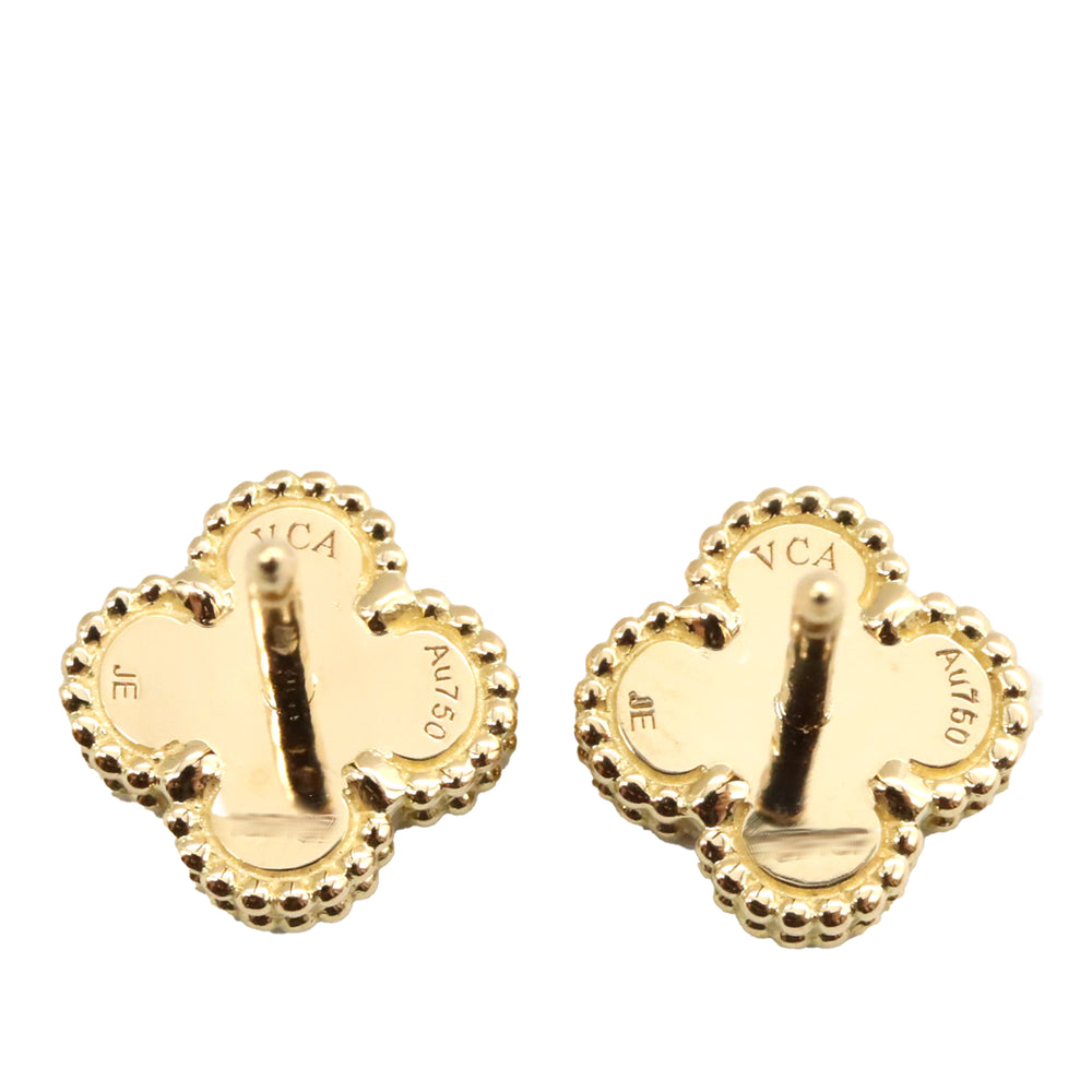 18K Yellow Gold and Onyx Sweet Alhambra Earrings Gold - Gaby Paris