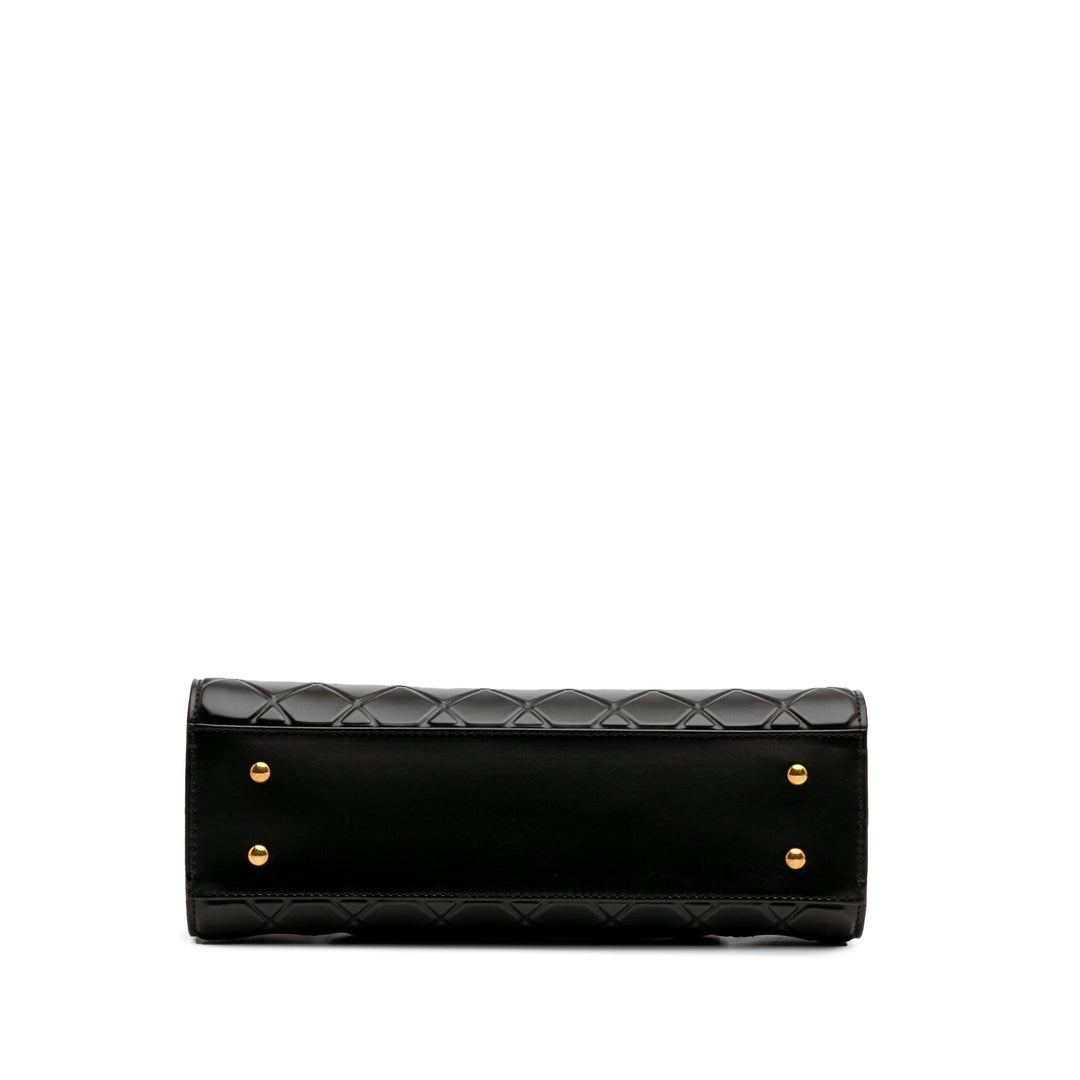 CC Quilted Calfskin Front Pocket Shopping Tote Black - Gaby Paris