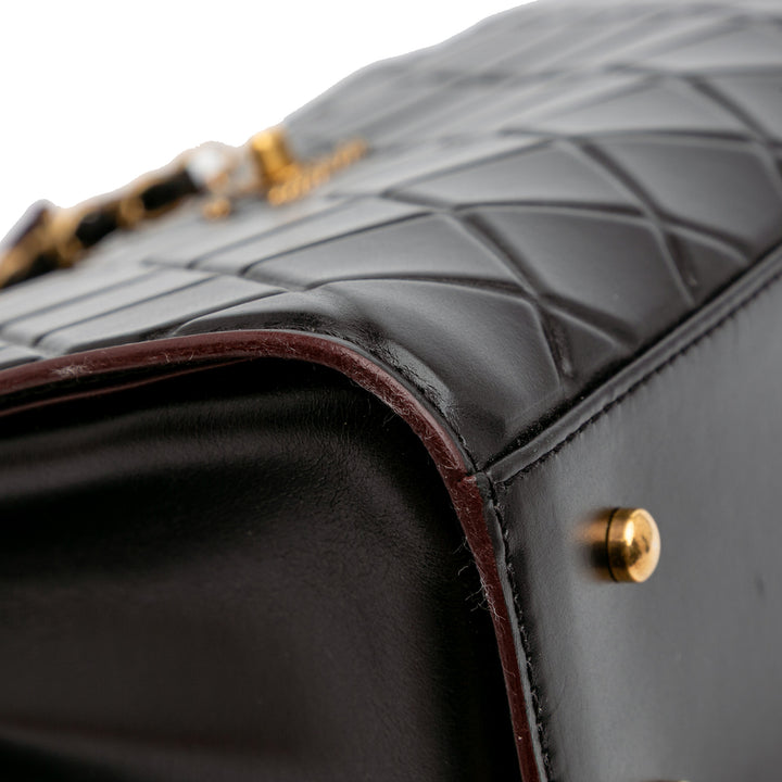 CC Quilted Calfskin Front Pocket Shopping Tote Black - Gaby Paris