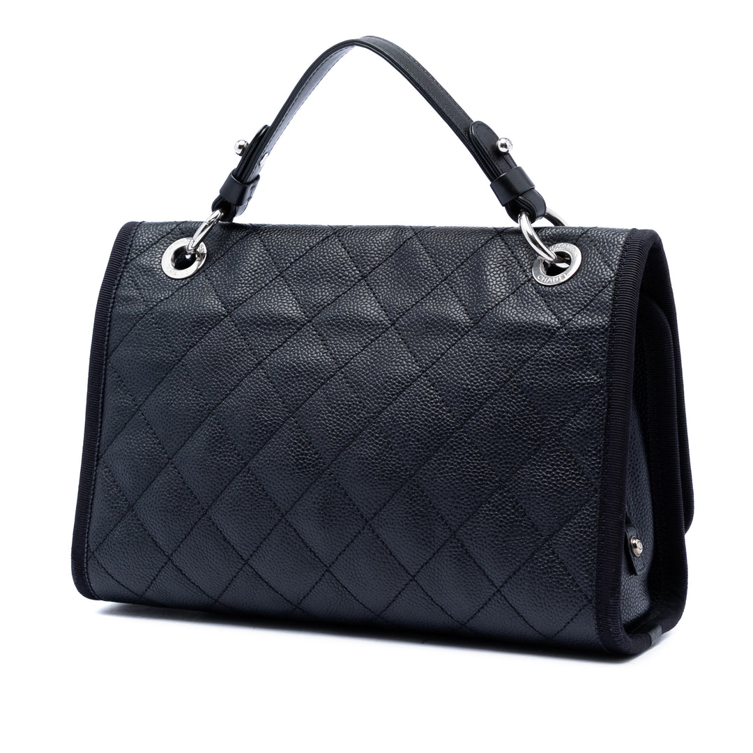 Chanel CC Bicolor Matelassé Caviar et Grosgrain anse supérieure à rabat